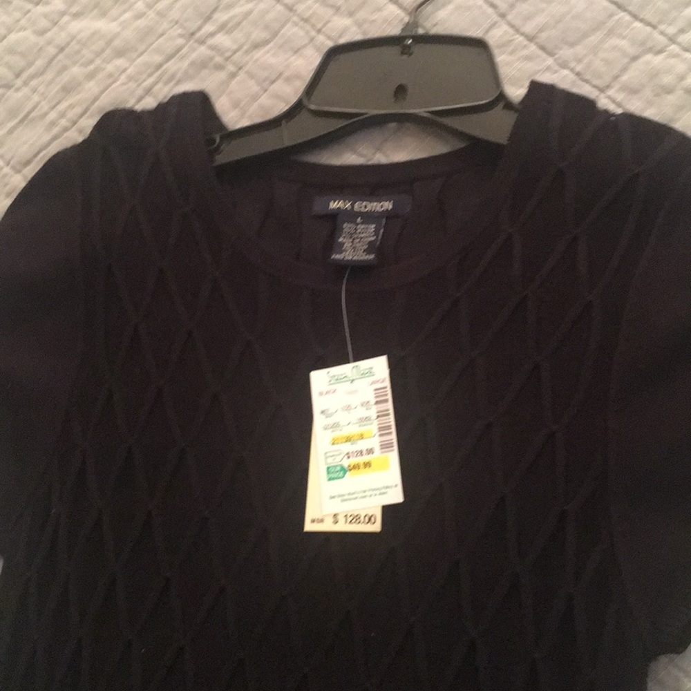 Max Edition L black cap sleeves long dress